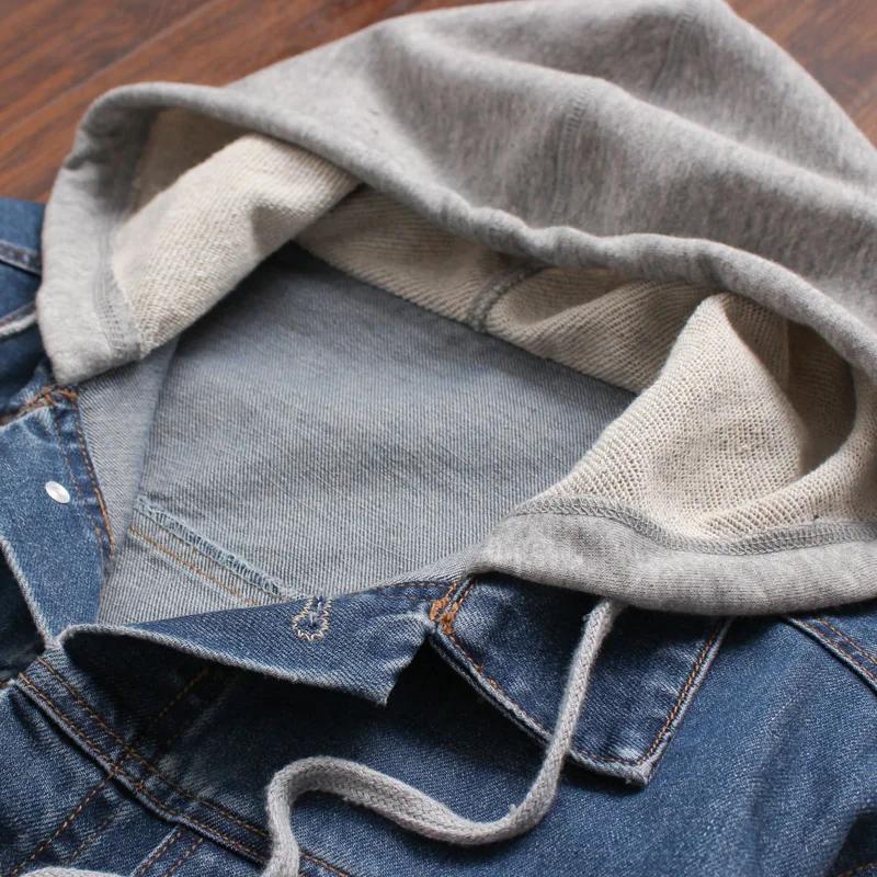 2026 Primavera Otoño Chaqueta Vaquera con Capucha para Hombre Ropa Casual Urbana Chaquetas Vaqueras Chaqueta Vaquera para Hombre Abrigo Desmontable para Hombre