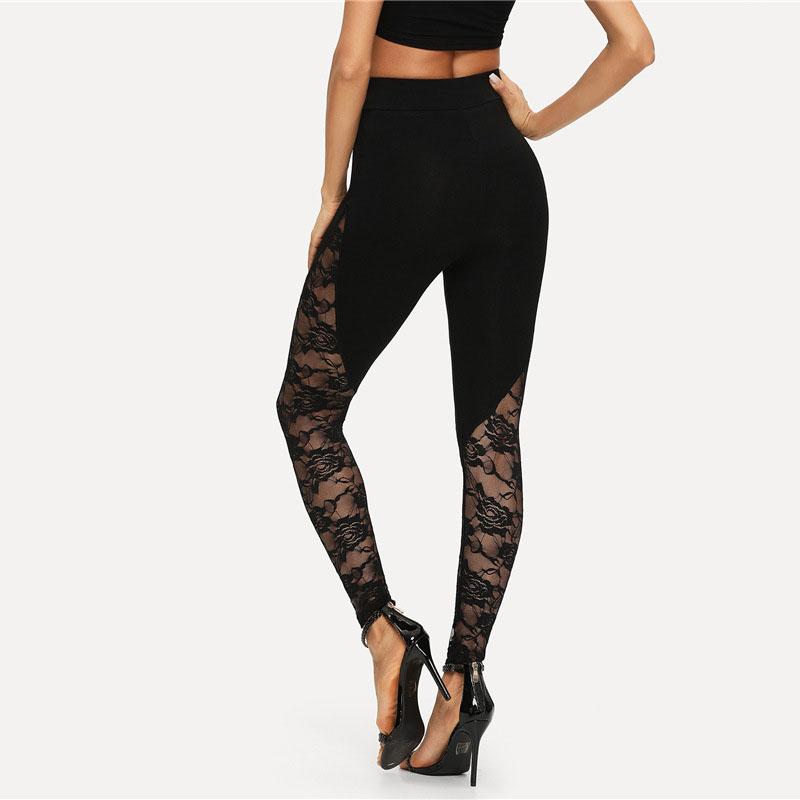 Women Lace Patchwork Yoga Pants Leggings Female Hollow Out Leggings