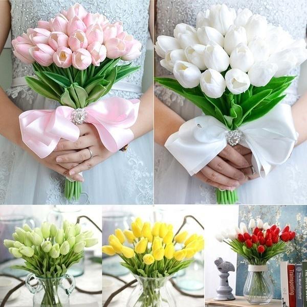 2/4/6Pcs Real Touch Tulip Artificial Flower for Home Decoration Fake Tulips Bouquet Wedding Garden Decoration