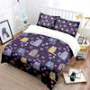 Cute Cats And Elements Background Print Bedding Set 1 Duvet Cover 2 Pillowcases For Adult And Children Luxury Gift Full Size