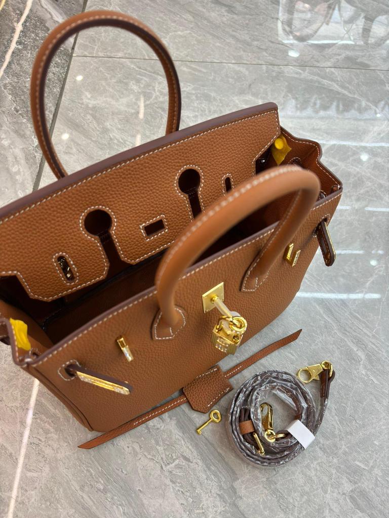 Large-capacity Litchi Pattern Togo Gold and Silver Diamond Genuine Leather Top-grain Cowhide Fashionable and Versatile Single-shoulder Handbag