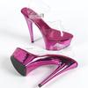 Moda Viola Super Tacchi Alti Donna 2025 Estate Sexy Tacco Alto Sottile 15cm Sandali PVC Trasparente Design Plateau Scarpe da Ballo da Palo da Banchetto