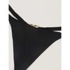 Women's Sexy Panties Thong Metal Decoration At The Back G-Strings Low Rise Brief Solid Black Underwear