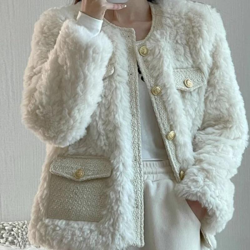 New Winter Clothing Lamb Fur Coat Women's Retro Fashion Thickened Cotton-padded Clothing Women's Light Clothing