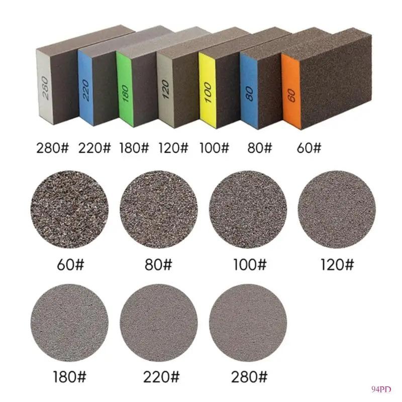 7 Pieces Multi Grits Sanding Sponges 94PD Washable Sanding Block 60-280 Grit for Wood Metal Furniture