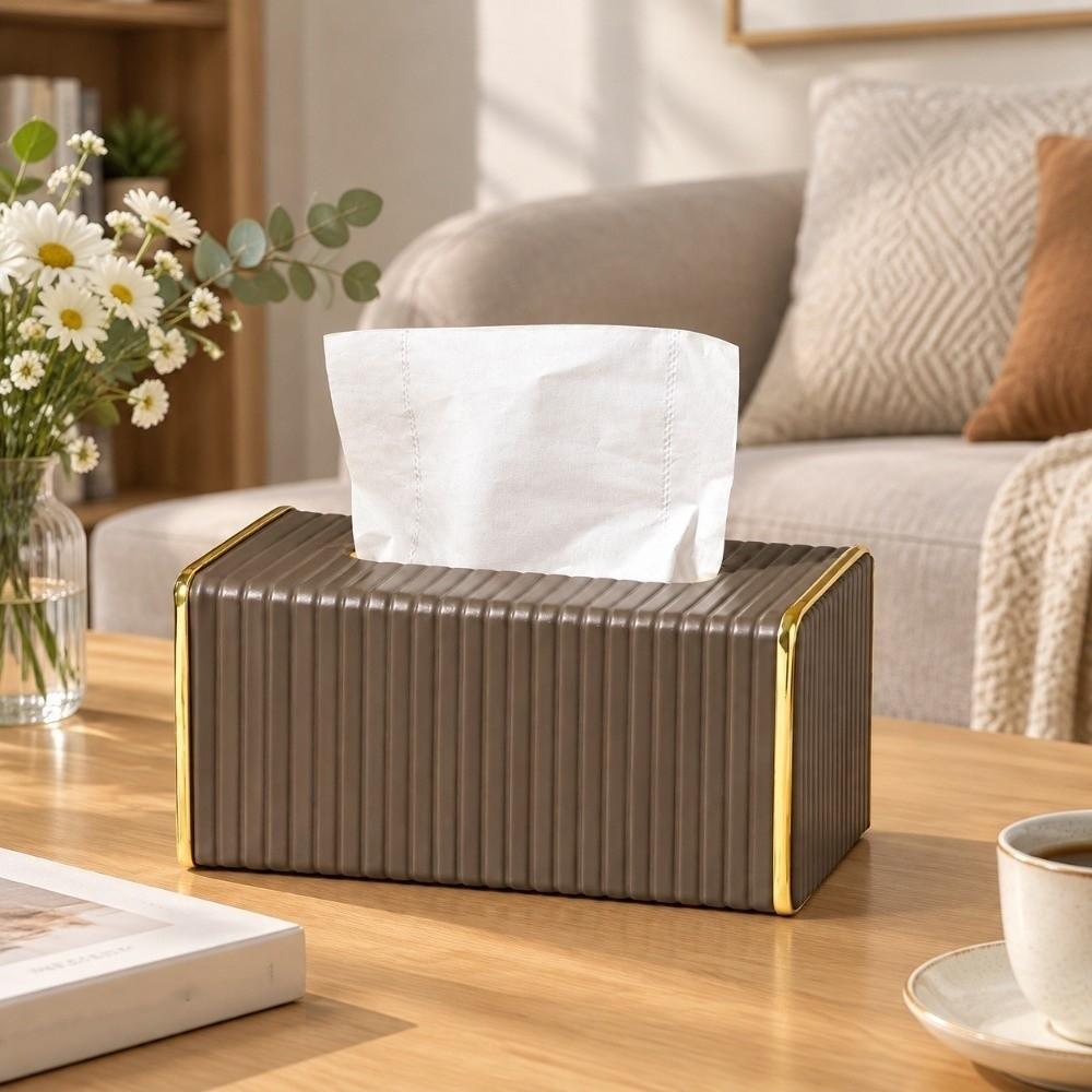 Exquisite Tissue Box Modern Paper Storage Case Home Decor Leather Tissue Container Coffee Table
