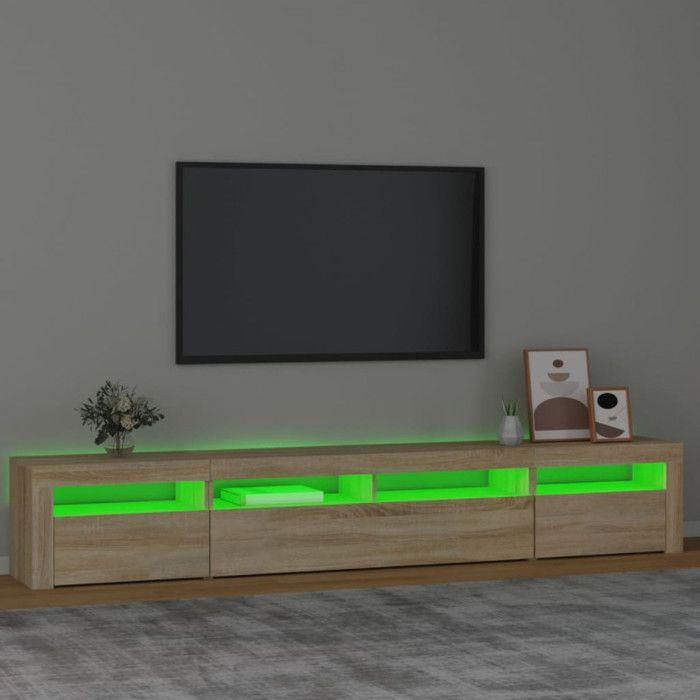 VidaXL Meuble TV avec Lumières LED Centre de Divertissement Rangement Meuble Média Meuble de Salon Salle de Séjour Maison 3152724
