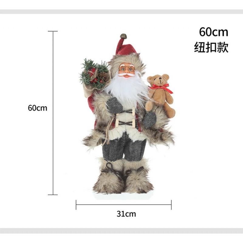 Christmas Santa Claus Plush Doll Holding Bear Xmas Decor Ornament Holiday Craft