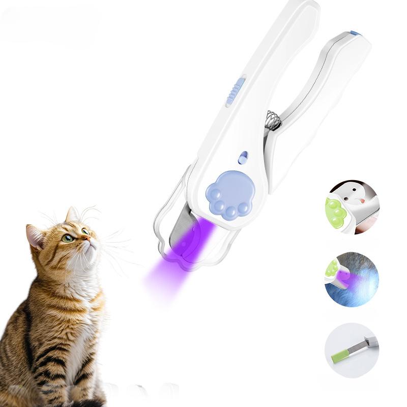 

1Pc Pet nail scissors with file LED light to prevent bleeding cat nail scissors round hole dog nail clippers nail sharpener
