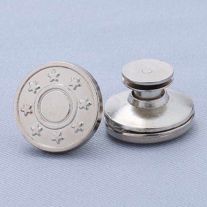Adjustable 17MM Metal Waist Slimming I-Shaped Jeans Button - Detachable and Nail-Free