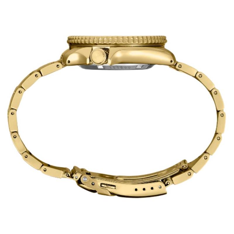 SEIKO Seiko5 100 meters waterproof Automatic gold-plated Steel Strap 46mm men's watch black dial SRPK18
