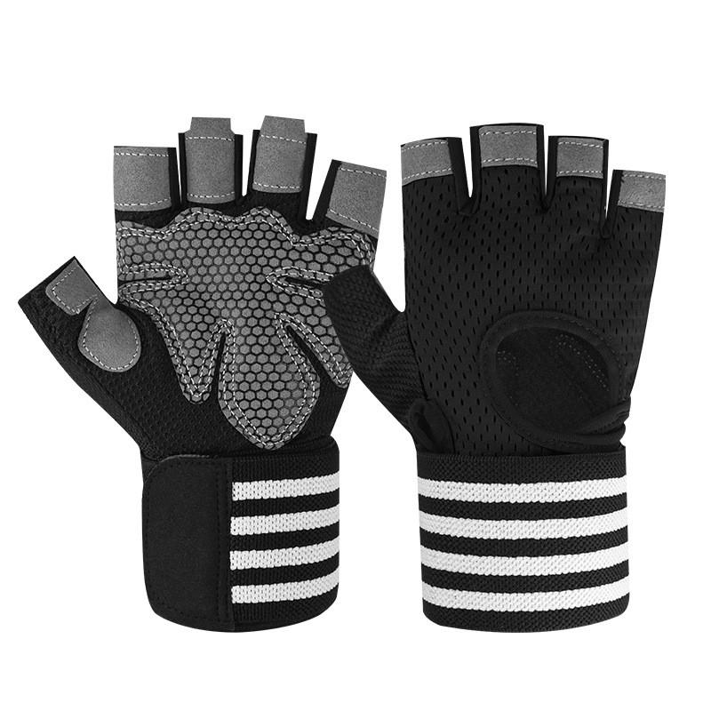 Gym Workout Gloves Half-Finger With Wrist Support Anti-Slip Durable Men Women Fitness Training