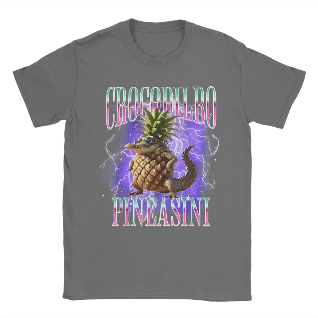 Men's Crocodilbo Pineasini Italian Brainrot Meme T Shirts Cotton Tops Funny Short Sleeve O Neck Tees Original T-Shirts