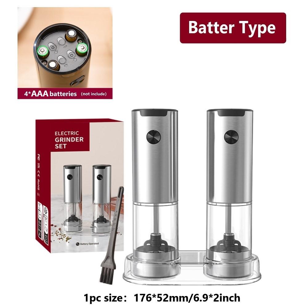 Ensemble de moulins à sel et à poivre électriques avec base, moulins à poivre rechargeables par USB en acier inoxydable, grossièreté réglable, cadeaux argentés