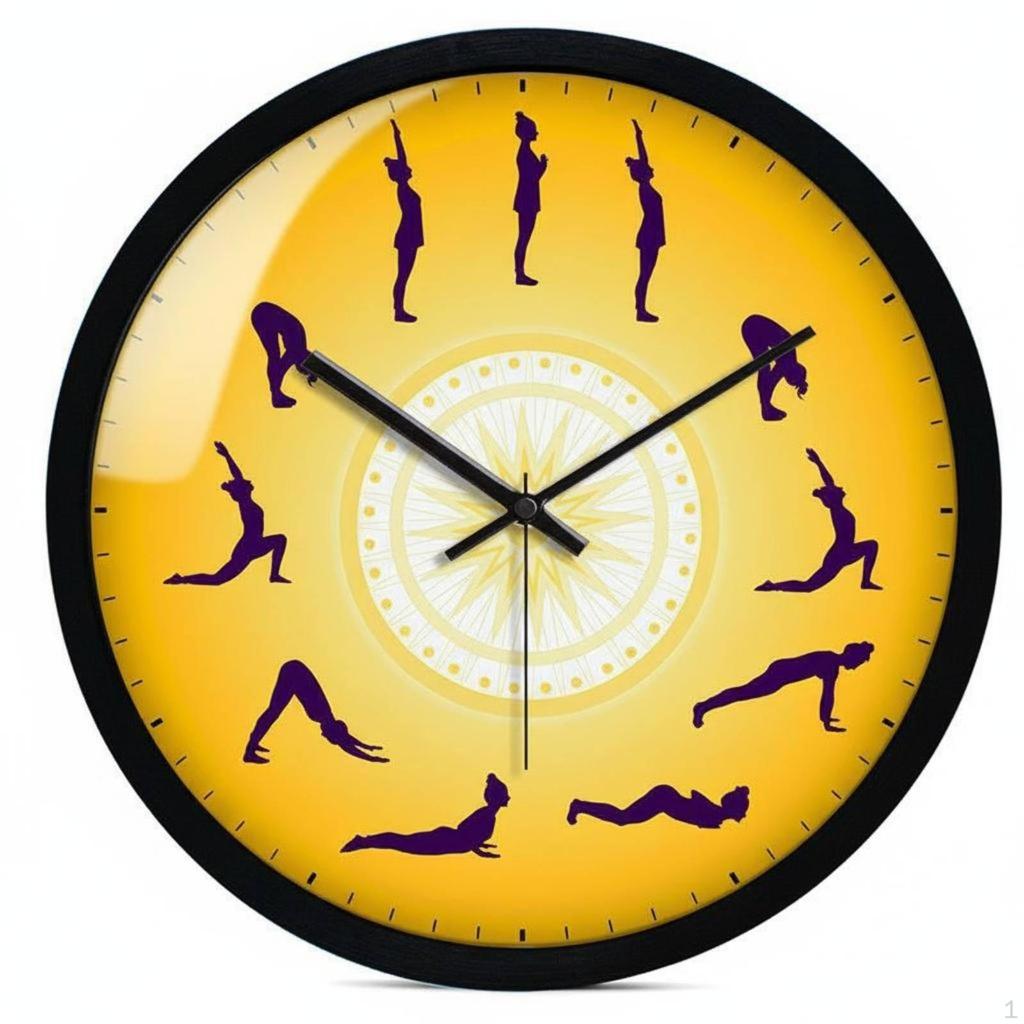 Sun Salutation Wall Clock NonTicking Greeting Sequence Creative Design Analog Timepiece