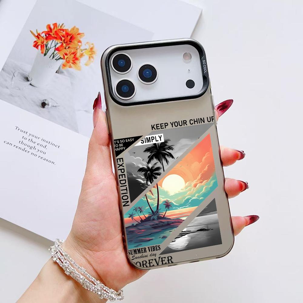 Fashion Landscape Phone Case For iPhone 17 16 15 14 13 12 11 Pro Max Air Matte Laser Aurora Shockproof Funda