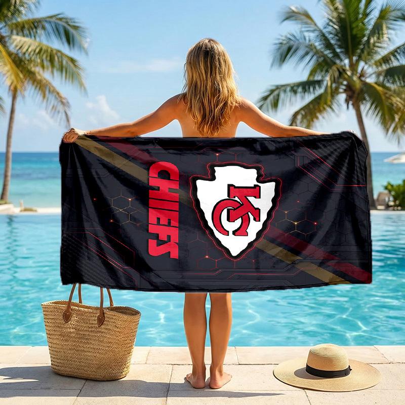 Kansas City Chiefs Fashion Beach Towel Portable Soft Quick Dry Towel For Swimming Camping Holiday Use