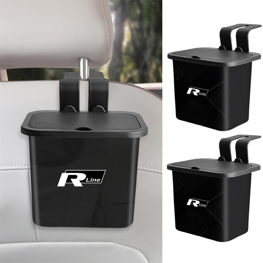 W181pcs ABS Car Trash Can Organizer Case Hanging Trash Bin For Volkswagen VW R Polo Passat Rline Golf 4 5 6 Tiguan Jetta GTI ID.3
