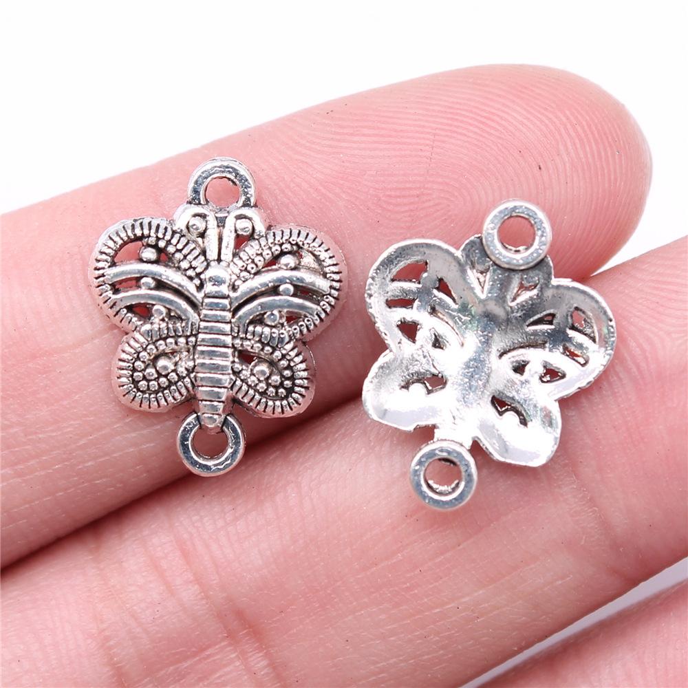 20 Stück Anhänger Schmetterling Antiksilber Farbe Anhänger DIY Basteln Herstellungszubehör Handgemachter Tibetischer Schmuck