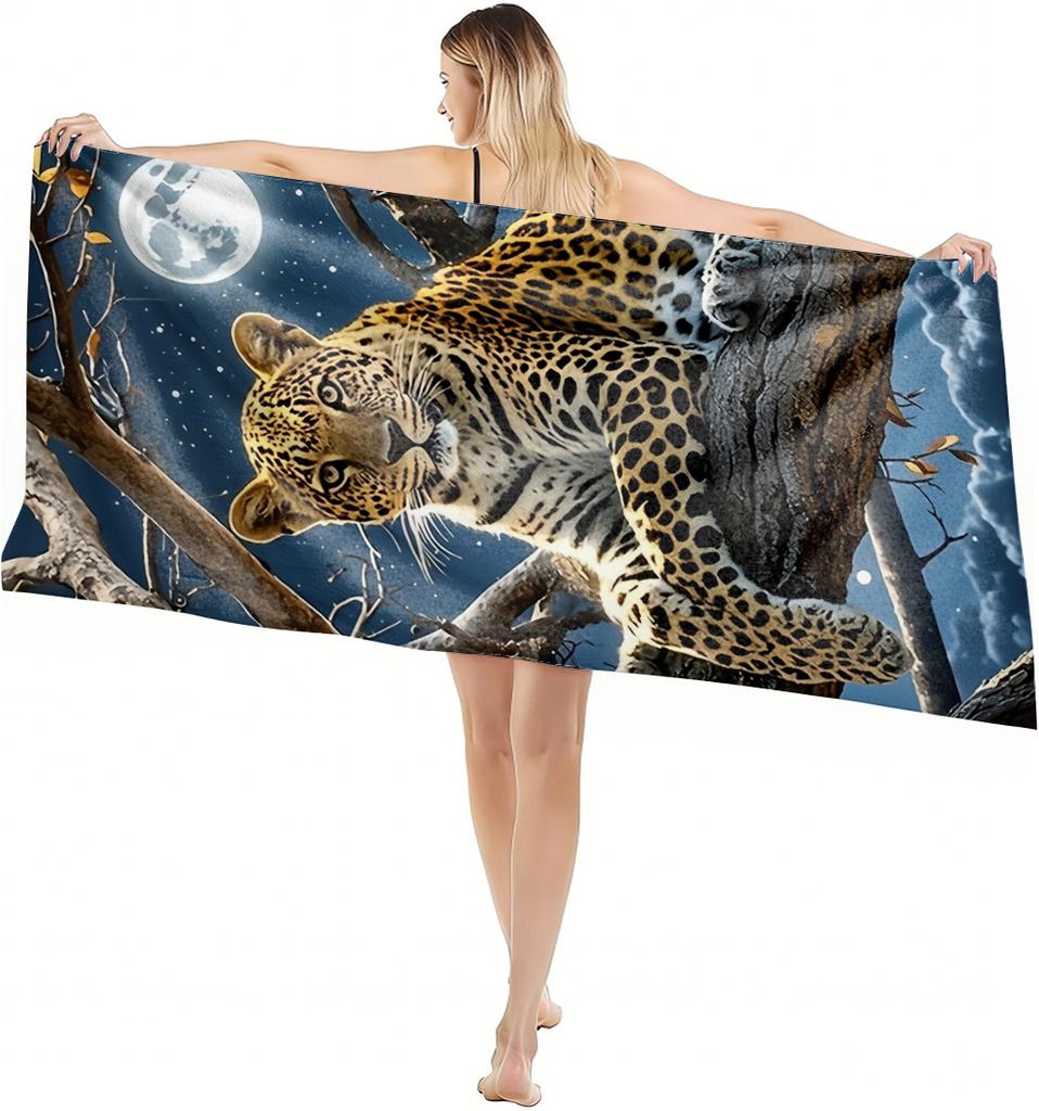 1PC White Tigher Beach Towel Animal Pattern Lion Cat Leopard Towel Perfect Gifts Quick-Dry Towel For Bath Yoga Tourism Swimming