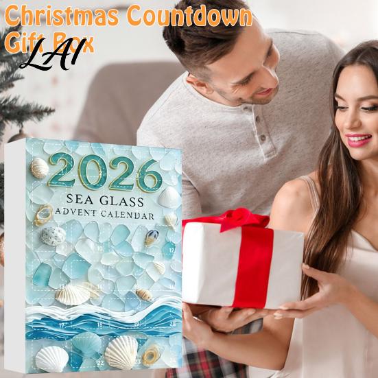 Calendario dell'Avvento di Natale Fatto a Mano Personalizzato con Vetro Marino, Scatola Conto alla Rovescia 24 Giorni con Decorazione da Appendere ad Albero, Ornamenti in Acrilico Festivi