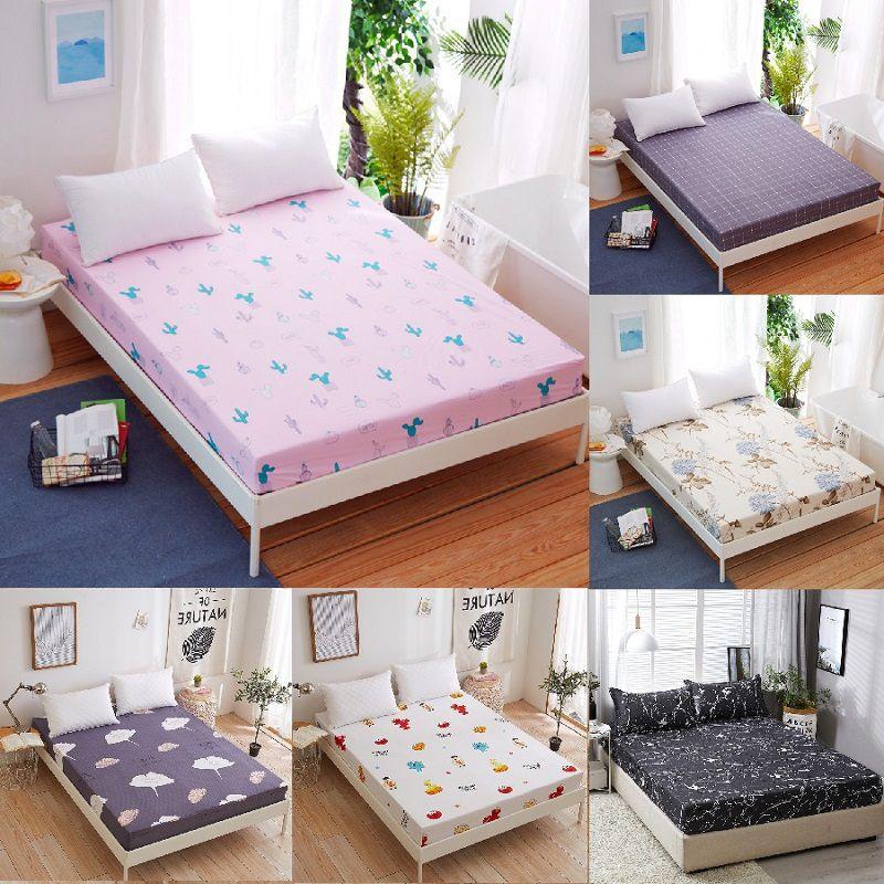 Bed Sheet Fitted Cover Without Pillowcase Floral Printed Single Double Size King