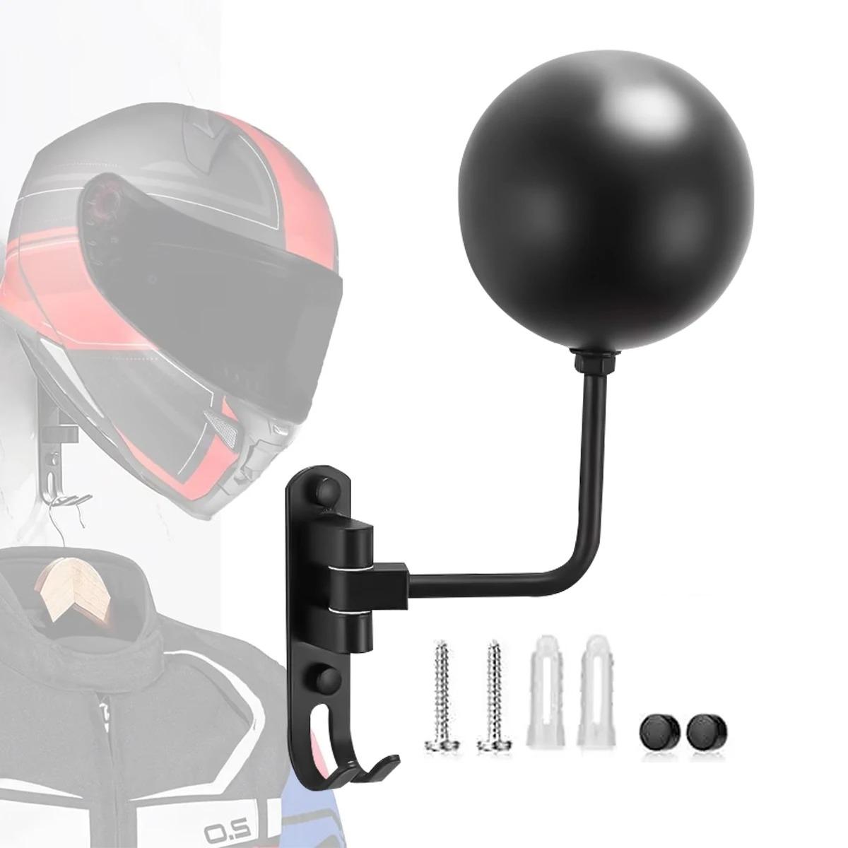 

Motorcycle Helmet Holder, Helmet Rack Wall Mount 180 Degree Rotation Helmet Hanger with Double Hook for Motorcycle Accessories