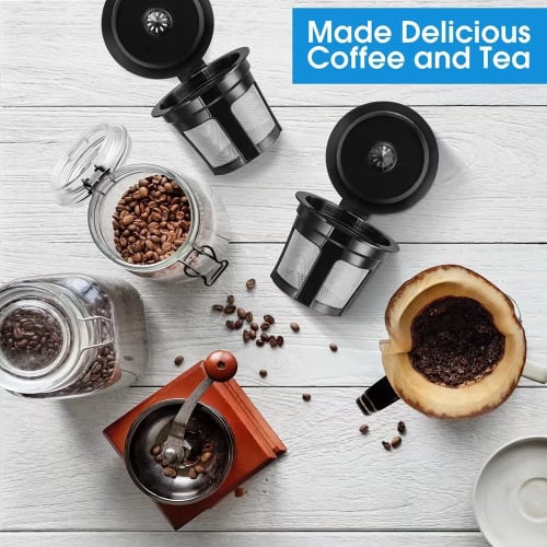 Reusable K-Cup 6-Pack, Universal Compatible, Reusable Coffee Filters, Food-Grade Stainless Steel/Mesh, Eco-Friendly, for Keurig 1.0/2.0 Brewers