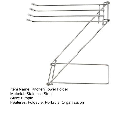 Kitchen Towel Holder Stainless Steel Dish Rag Washcloth Holder 4-Arm Folding Free Standing Hand Towel Drying Rack for Kitchen Countertop Bathroom