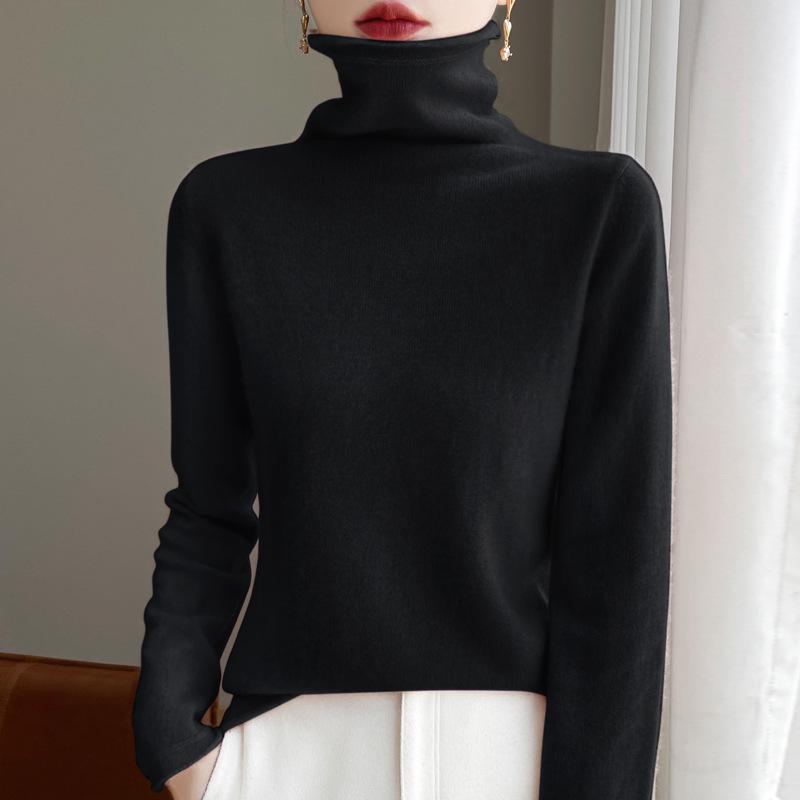 Women's Pure Wool Turtleneck Sweater - Autumn/Winter Fashionable Knitted Cashmere Pullover
