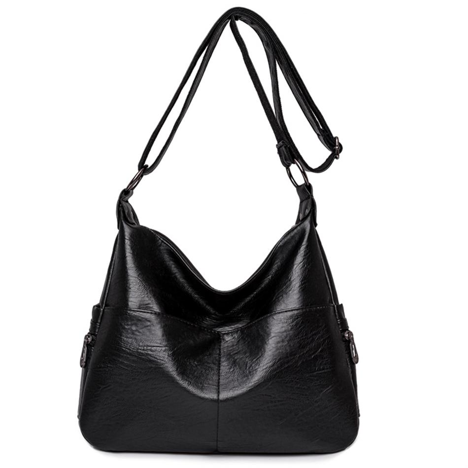 Retro Women s Soft PU Leather Shoulder Bag - Luxury Designer Inspired Large Capacity Messenger Bag, Trendy Ladies Handbag Purse чёрный