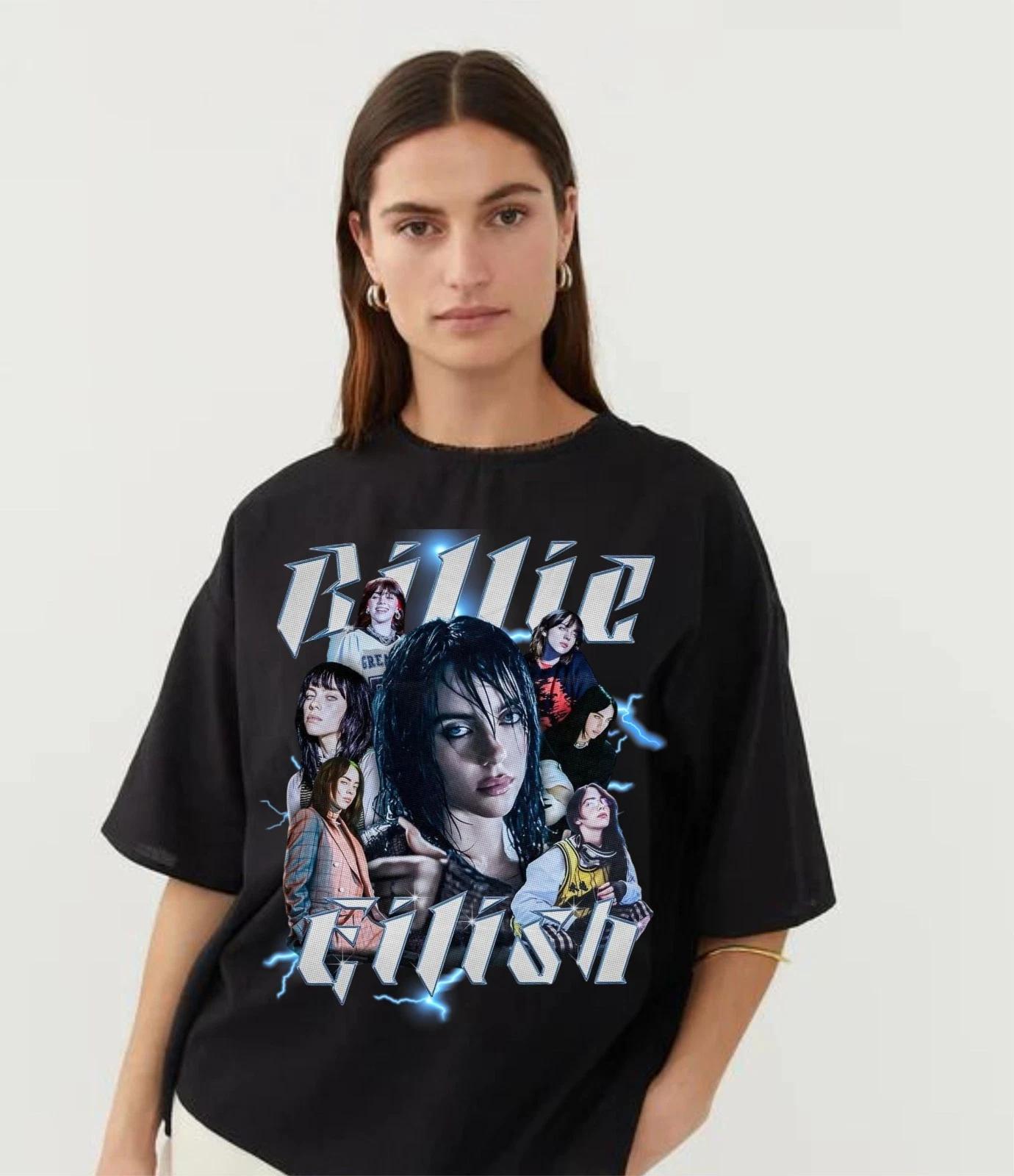 

Billie Eilish Graphic Print Unisexs and Womens Loose Short Sleeved Tshirt Suitable for All Seasons of Leisure and Luxury S