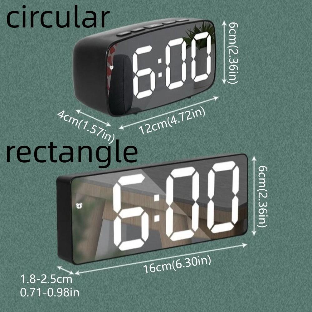 12/24H Display LED Desk Clock Temperature Display Mirror Digital Alarm Clock  Desktop