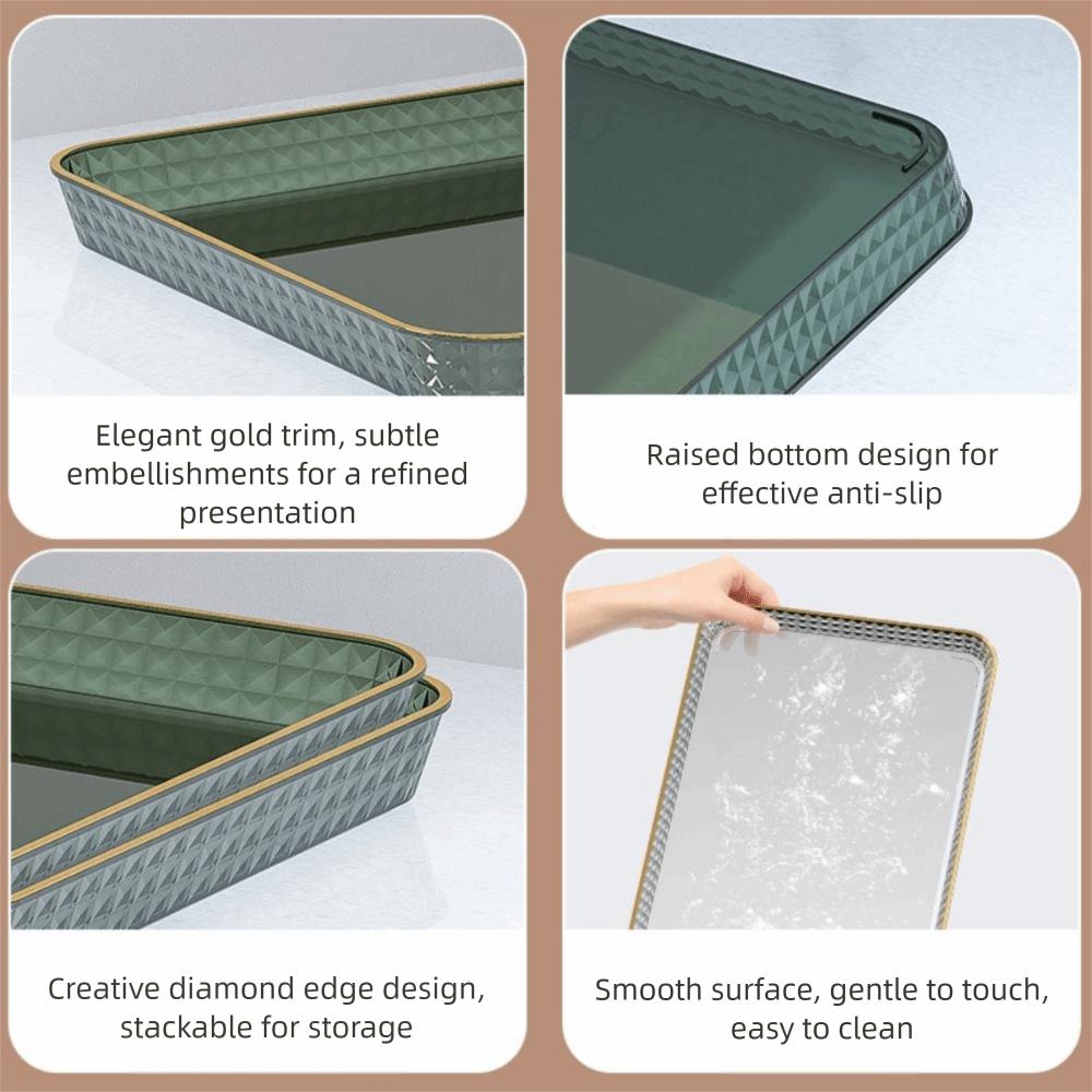 Transparent Tray Light Luxury Tray Rectangular Fruit Snack Plates Minimalist Bread Tray  Household