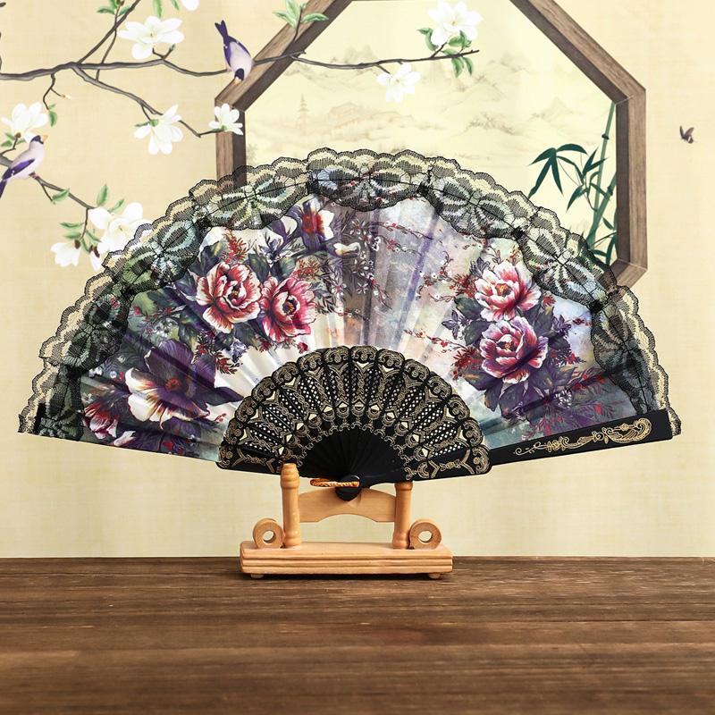 

1 шт. Пластиковый складной веер с цветами, поделки, цветочный ручной танцевальный веер в испанском стиле, украшение для свадебной вечеринки, кружевной веер C