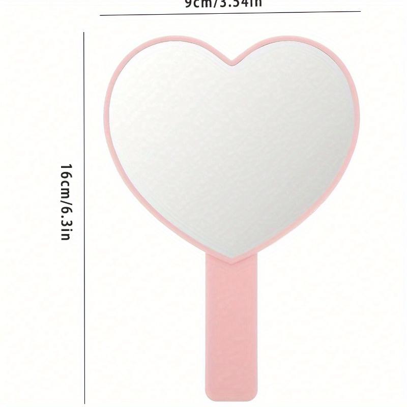 Heart Shaped Travel Hand-Held Mirror, Heart Shaped Makeup Hand Mirror with Handle, Portable Travel Mirror, Suitable for Gifts on Valentine's Day