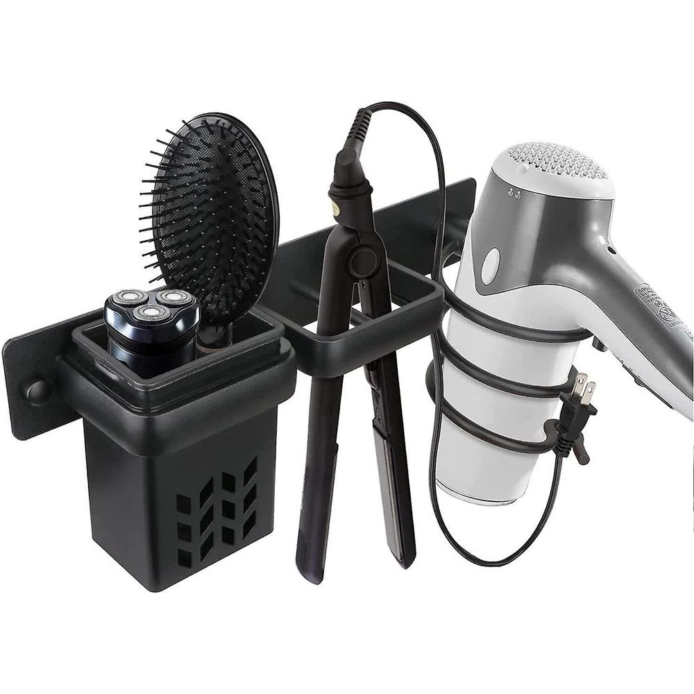

Hair Dryer Bathroom Storage Rack Accessories Holder Organizer Set ,shelf With Holes For Silver Black