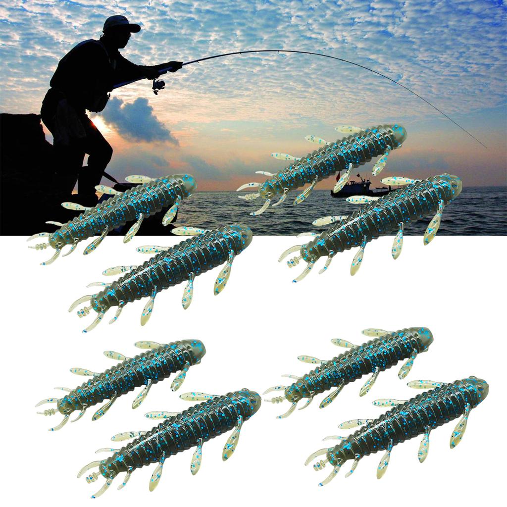 8Pcs Wacky Worms Fish Lures Bass Fishing Wacky Rigs Soft Plastic Lures Wacky Rigs Soft Worms Wacky Rigs Worms Baits Set