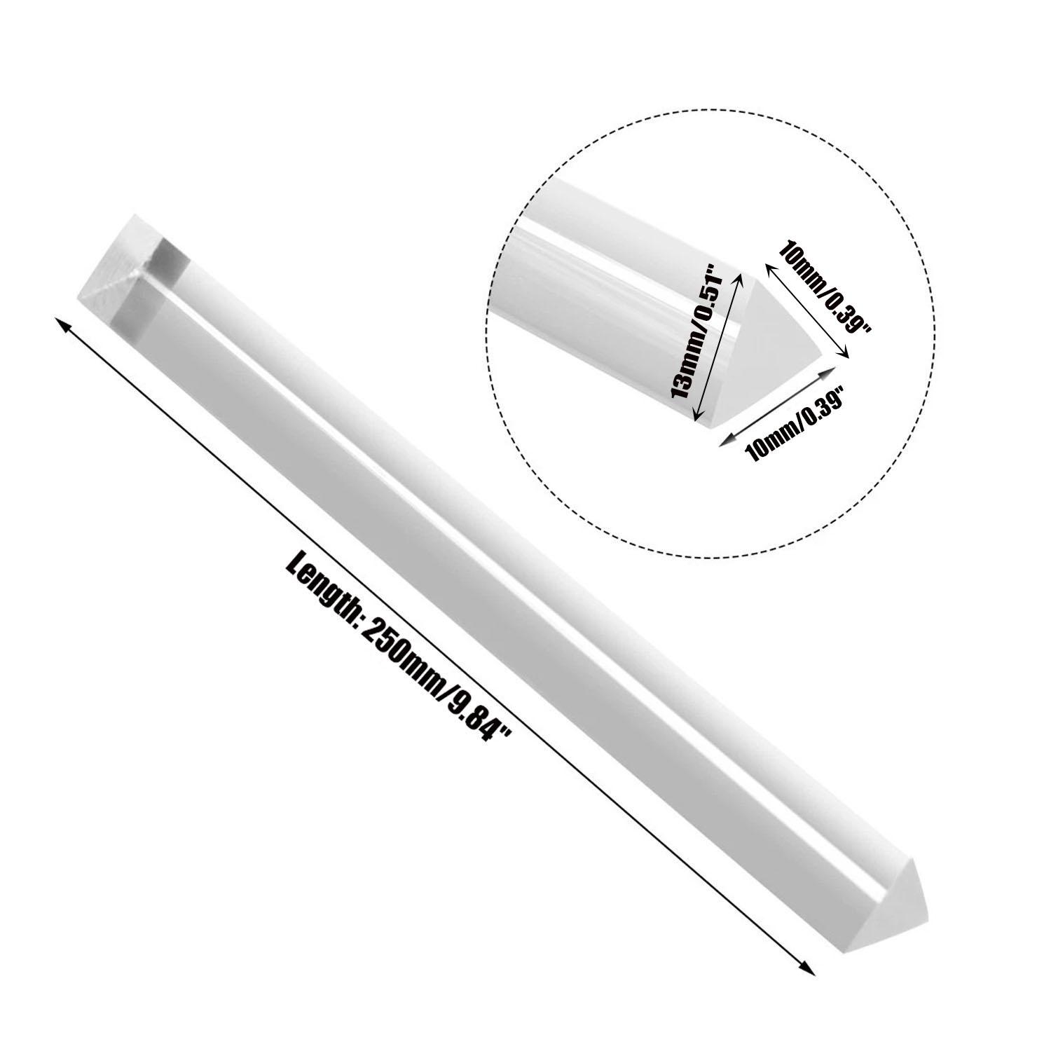 

250mm Clear Acrylic Triangle Rods - Isosceles Right Angle Light Guide Sticks for Creative Projects 10x10x13x250mm