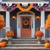 Polyester Halloween Fan Flag Decorative Ghost Pumpkin Bunting Flag  for Home