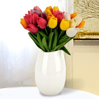 1 ramo de tulipanes artificiales para el hogar, jardín, boda, arreglo floral, decoración de escritorio