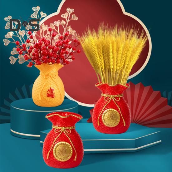 Lucky Bag Vase Wealth Bag Flower Vase Table Centerpiece Fortune Bag Money Bag Figurine for Bedroom Office Chinese New Year Decor