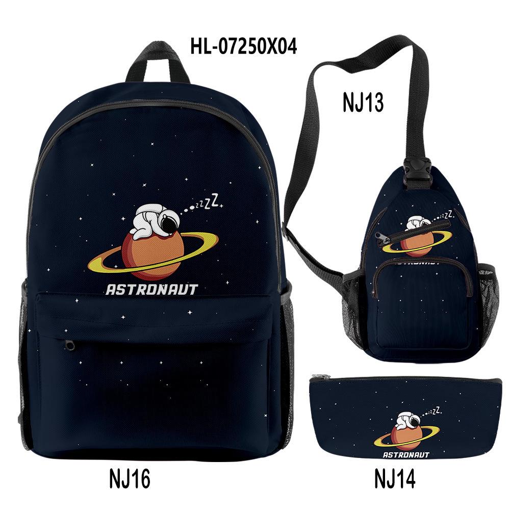 Classico Novità Strano Figo astronauta Stampa 3D 3pz/Set alunno Zaini Scolastici Zaino da Viaggio per Laptop Borsa a Petto Astuccio