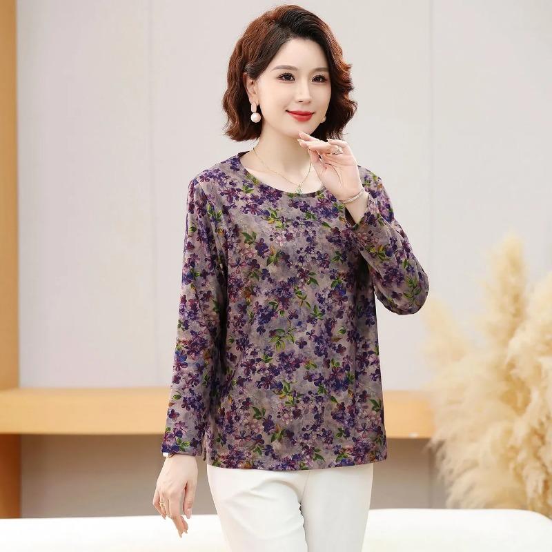 High Elastic German Velvet Spring and Autumn Long-sleeved Bottoming Middle-aged and Elderly