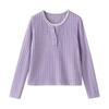 Chuyu Women's Wave Texture Color-Block Long Sleeve T-Shirt