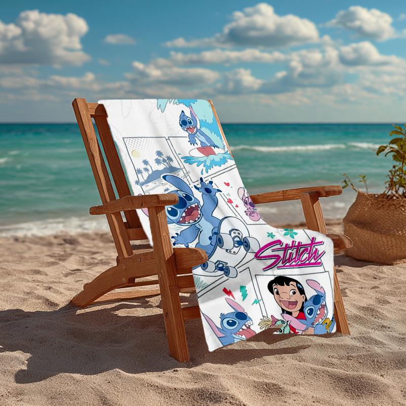 Ultra-Soft Beach Towel with Stitch Theme,Ideal for Pool - Camping, Diving - Perfect Travel Essential, Vibrant Beach Towel.