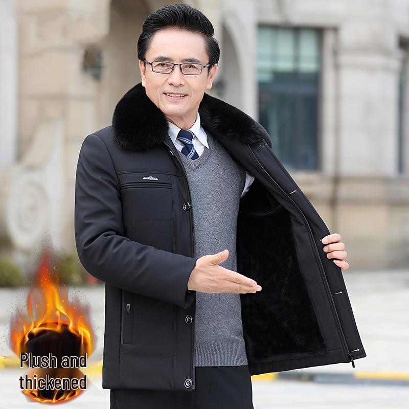 

Men s Thickened Cotton Jacket for Middle-Aged & Elderly - Mid-Length Warm Winter Coat 180 (115-130 jin)
