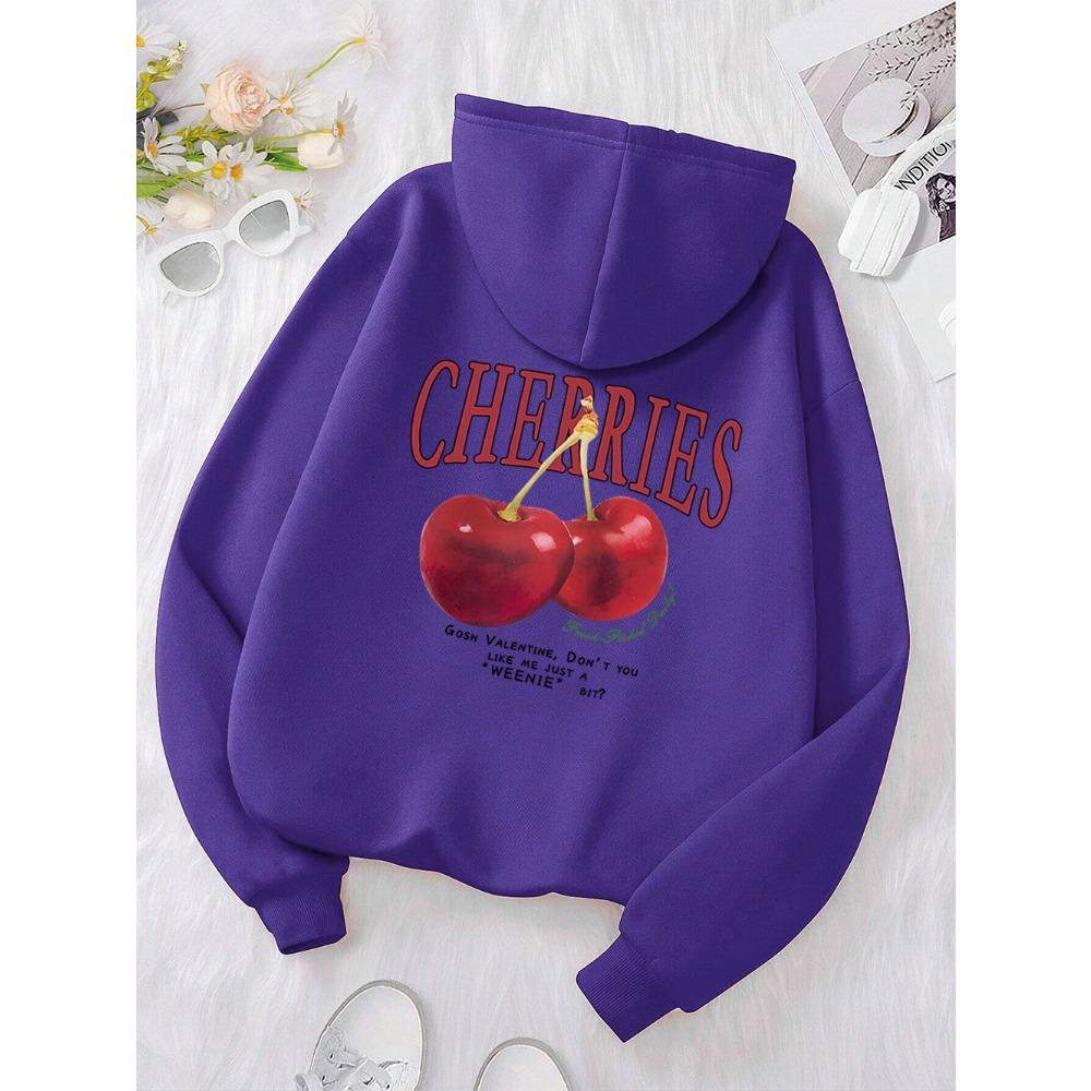 Cherries Printed Funny Print Hoody Men Women Hip Hop Pullover Hoodie Loose Warm Sweatshirt Fashion Clothing