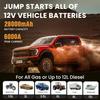 6000A Portable Car Jump Starter, 12V Battery Pack for Up To 12L Engine, LCD Display, USB, 3-Mode Flashlight
