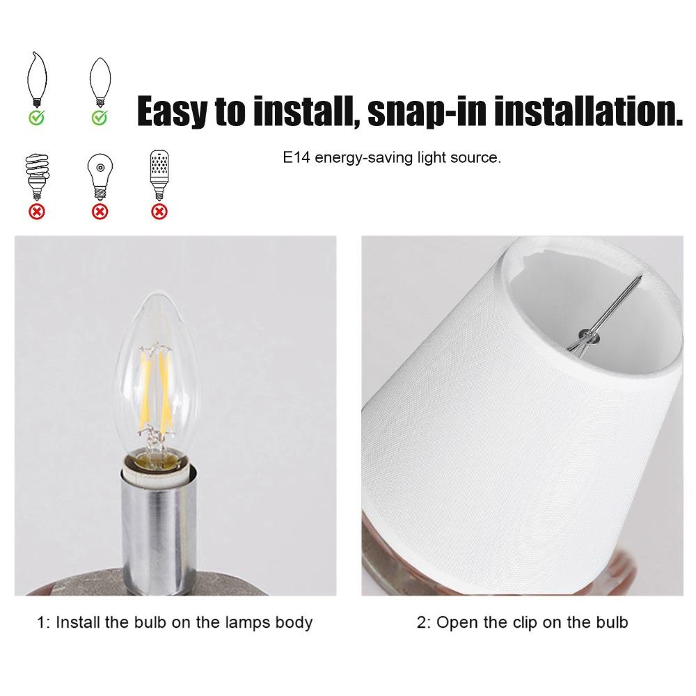 6PCS Modern Fabric Lampshade Clip On Design 5.12 inch Height Chandelier Lamp Shades Lamp Cover Indoor Lamp
